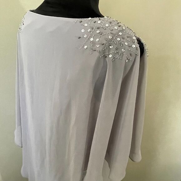 SLNY New York Dress Size 6 Formal Gray Wedding Bride Beaded Layered Holiday - Picture 15 of 16